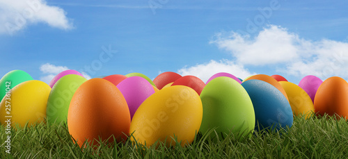 colorful Easter eggs green ...