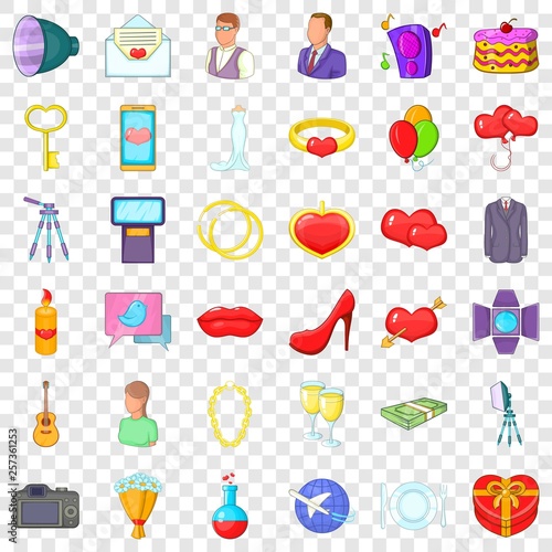 Wallpaper Mural Wedding icons set. Cartoon style of 36 wedding vector icons for web for any design Torontodigital.ca