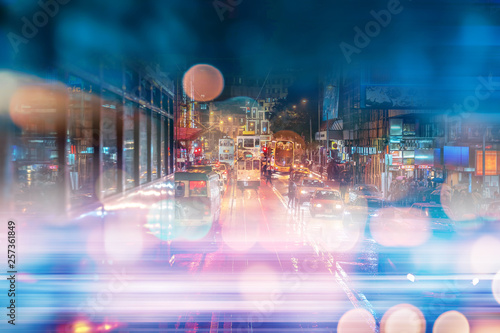 Sticker Abstract bokeh city light background