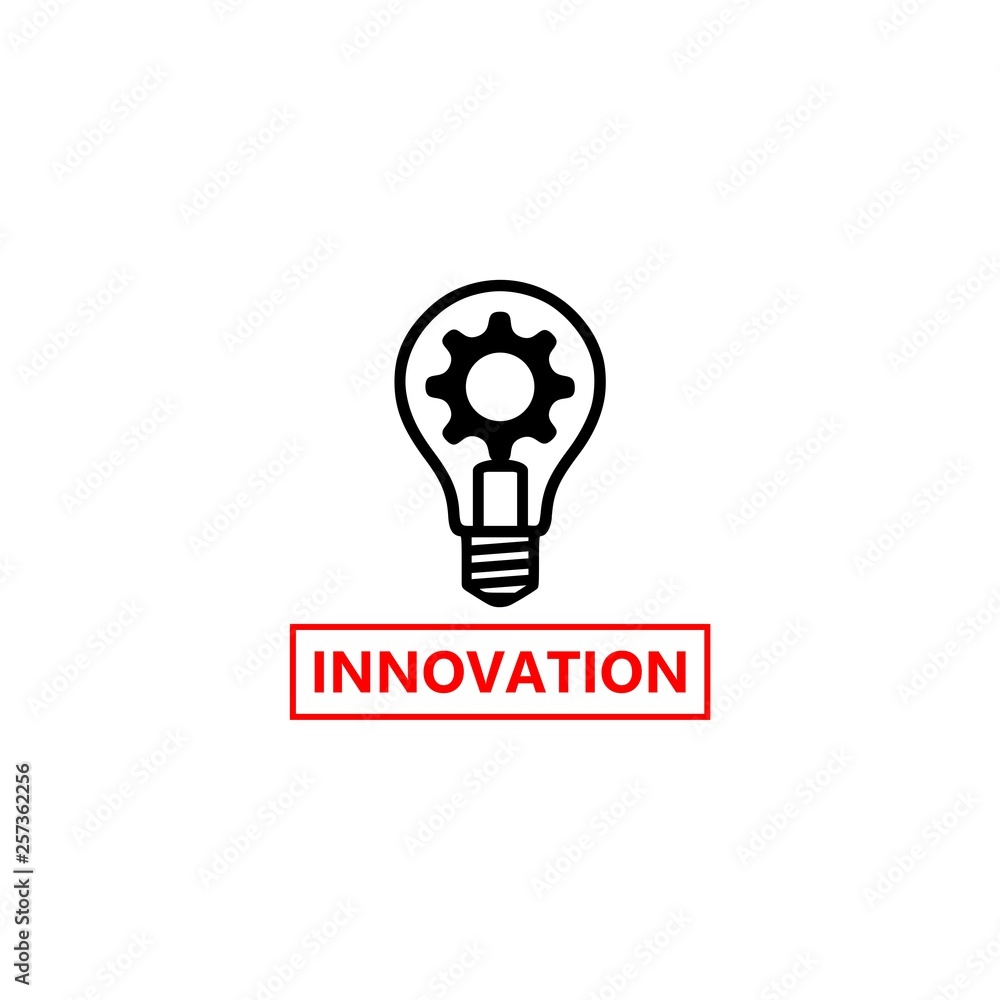 Innovation icon, Light bulb and cog inside Innovation icon, Light bulb and cog inside