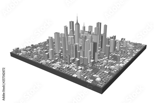 3D model of city. Isolated on white background. Vector illustration