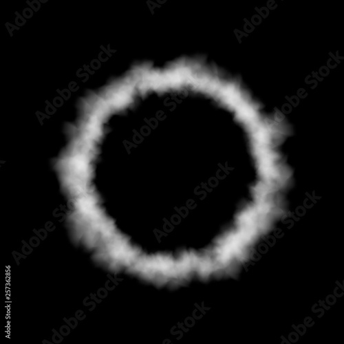 Ring of smoke. Isolated on black background. Vector.