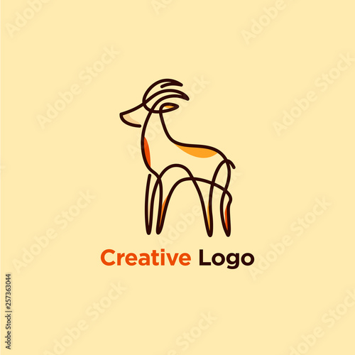 line art illustration of antelope design concept, colorful antelope logo designs.