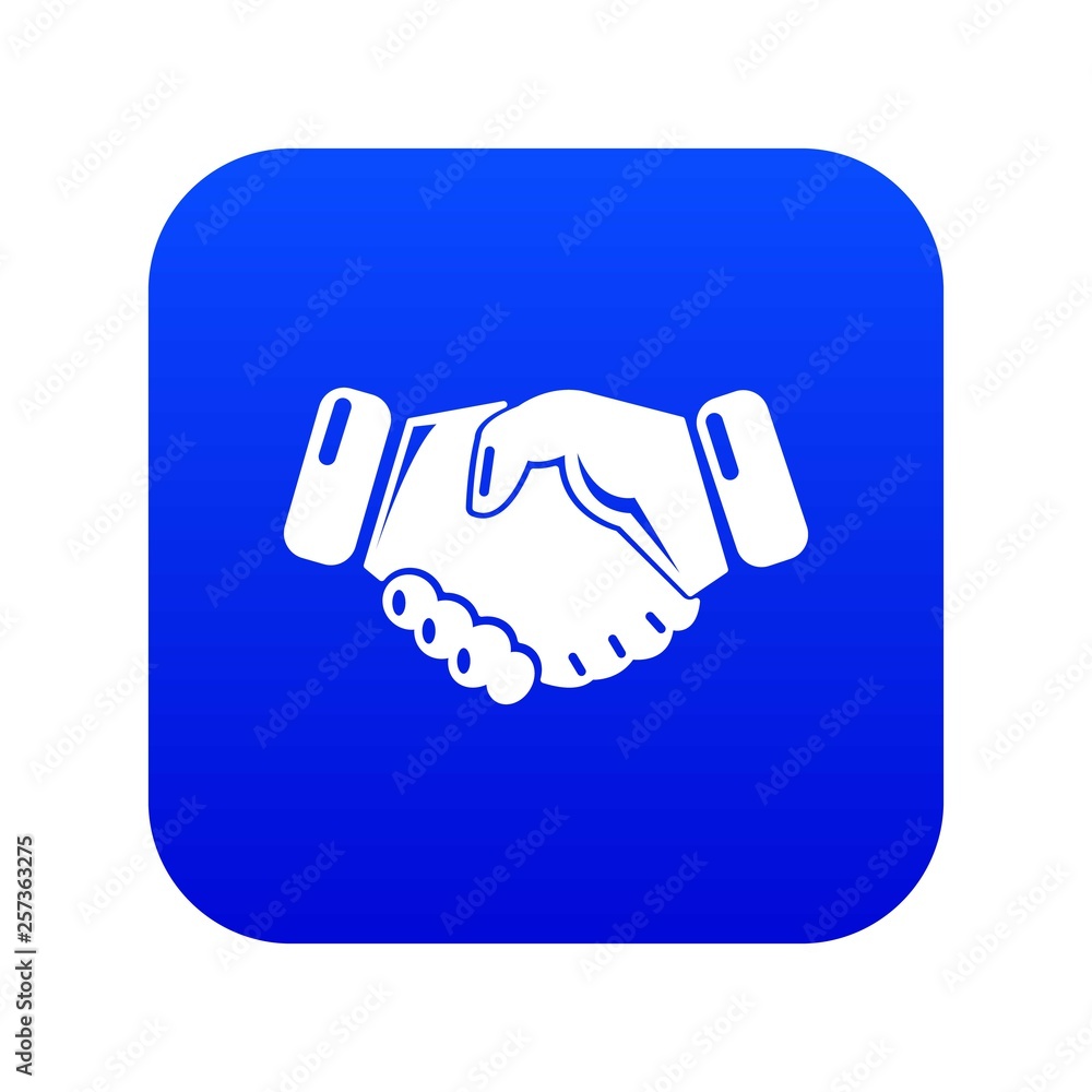 Handshake ice hockey icon blue vector isolated on white background Handshake ice hockey icon blue vector isolated on white background