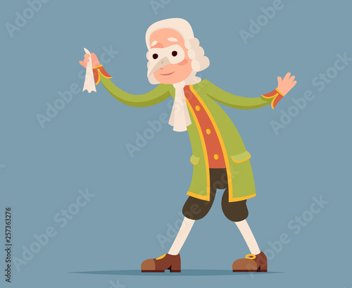 Young noble carnival mask wig ball medieval aristocrat dance cartoon design vector illustration