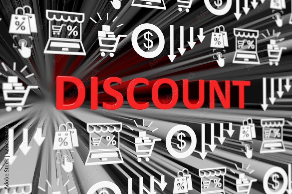 DISCOUNT concept blurred background 3d render illustration DISCOUNT concept blurred background 3d render illustration