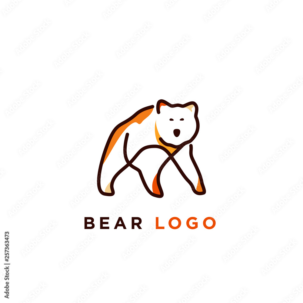 line art illustration of bear logo designs, colorful bear logo template line art illustration of bear logo designs, colorful bear logo template