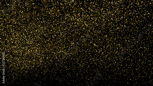 Gold Glitter Texture Isolated On Black. Amber Particles Color. Celebratory Background. Golden Explosion Of Confetti. Design Element. Digitally Generated Image. Vector Illustration, Eps 10.