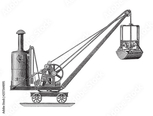 Dredging - Vintage illustration from Meyers Konversations-Lexikon 1897