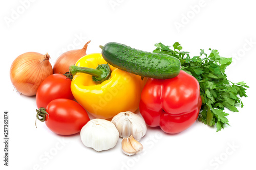 Set fresh vegetables isolated on white background