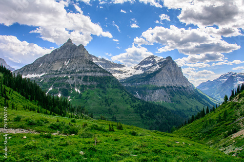 Oberlin Mountain and Cannon Mountain in Glacier National Park, Montana USA