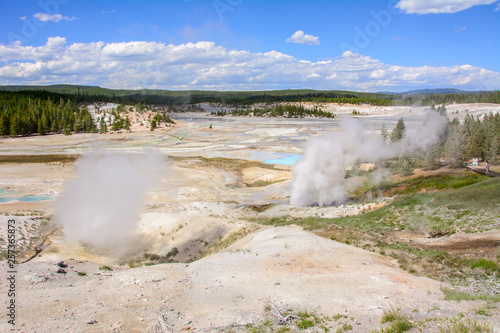 Geysers valley in Yellowstone National Park Wyoming USA