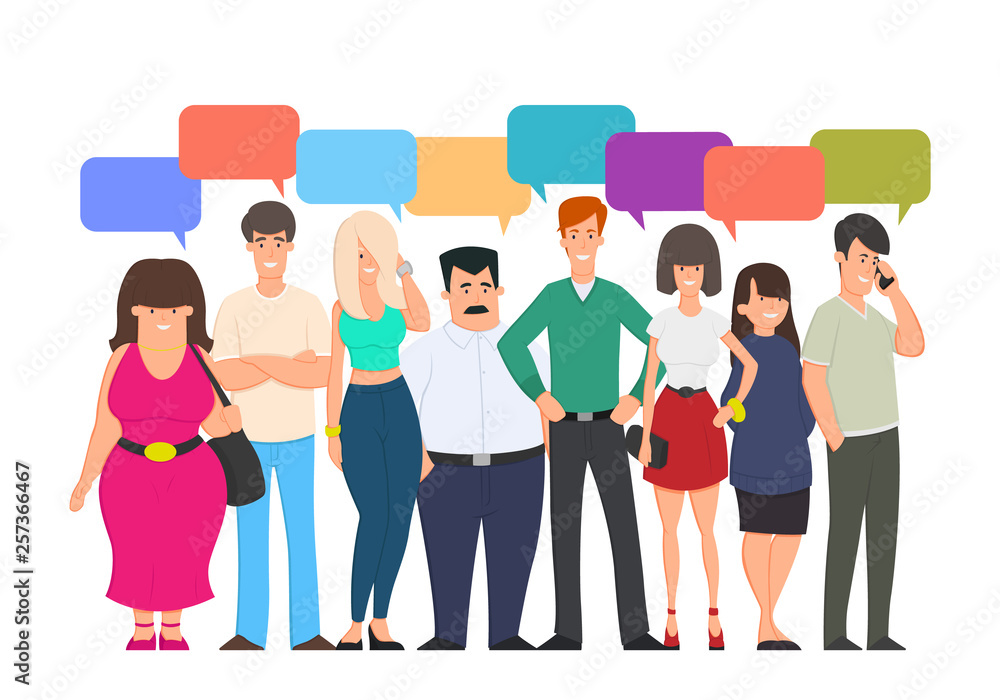 Obraz premium People Group Chat Communication Bubble, Businesspeople Discussing Communication