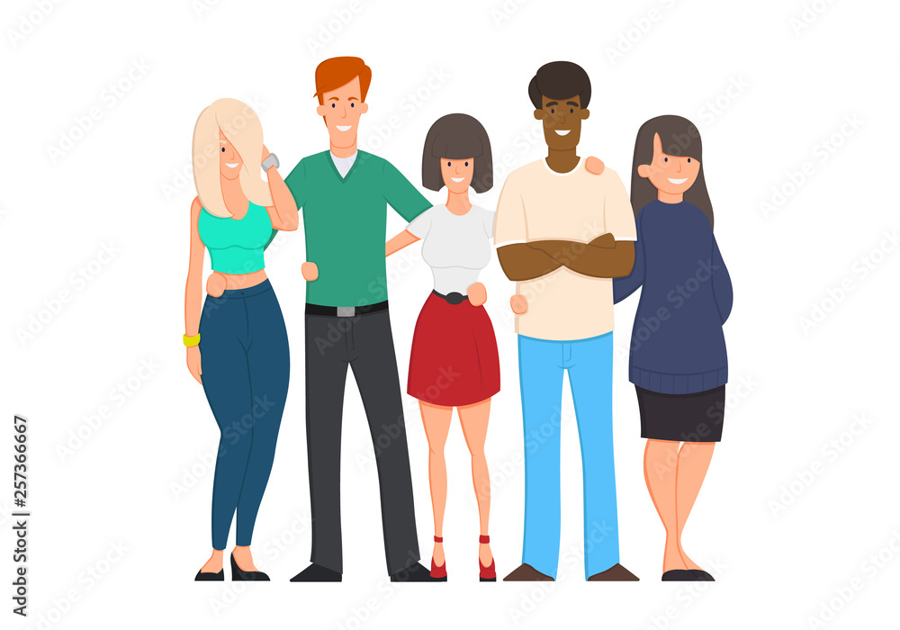 Obraz premium Young Friends From All Around The World Standing Hugging