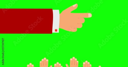  4K animation of big boss hands and employees hands. Concept of business management company management. 4K video