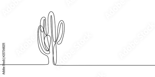 Cactus continuous line drawing vector illustration
