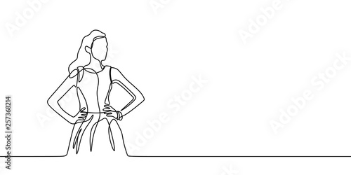 Strong women continuous one line drawing shaking her waist vector minimalist design illustration