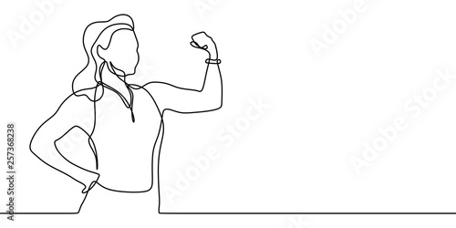 Strong women continuous line drawing vector illustration minimal design