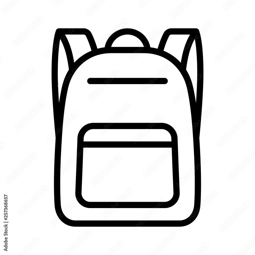 Schoolbag / school bag backpack with straps line art vector icon for apps  and websites Stock Vector | Adobe Stock