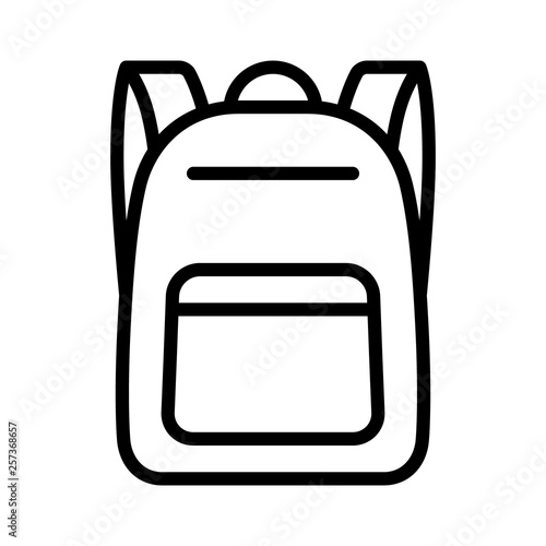 Schoolbag / school bag backpack with straps line art vector icon for apps and websites photo