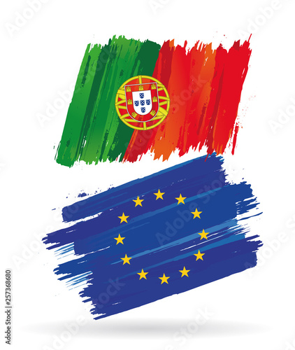 drapeau européen et portugais