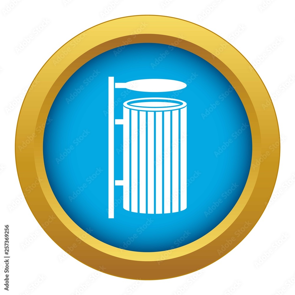 Public trash can icon blue vector isolated on white background for any design Public trash can icon blue vector isolated on white background for any design
