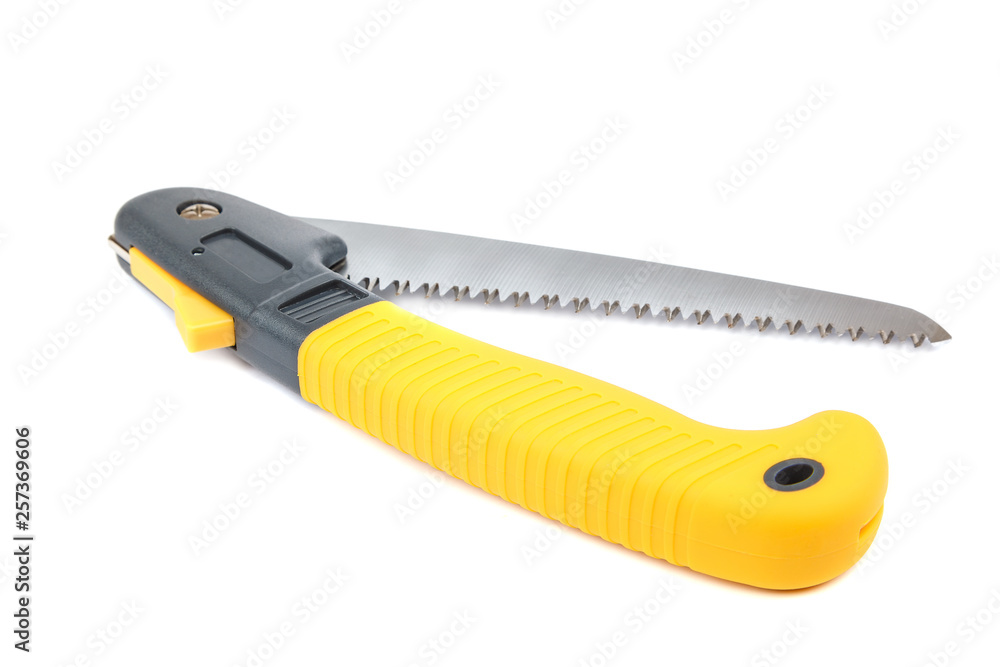 Folding saw isolated on a white background. Folding saw isolated on a white background.