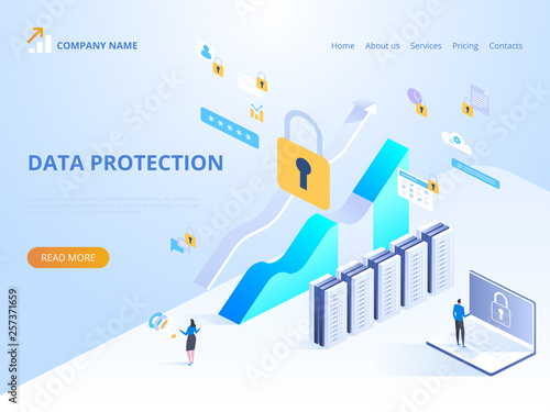 Data protection concept. Vector isometric illustration for landing page