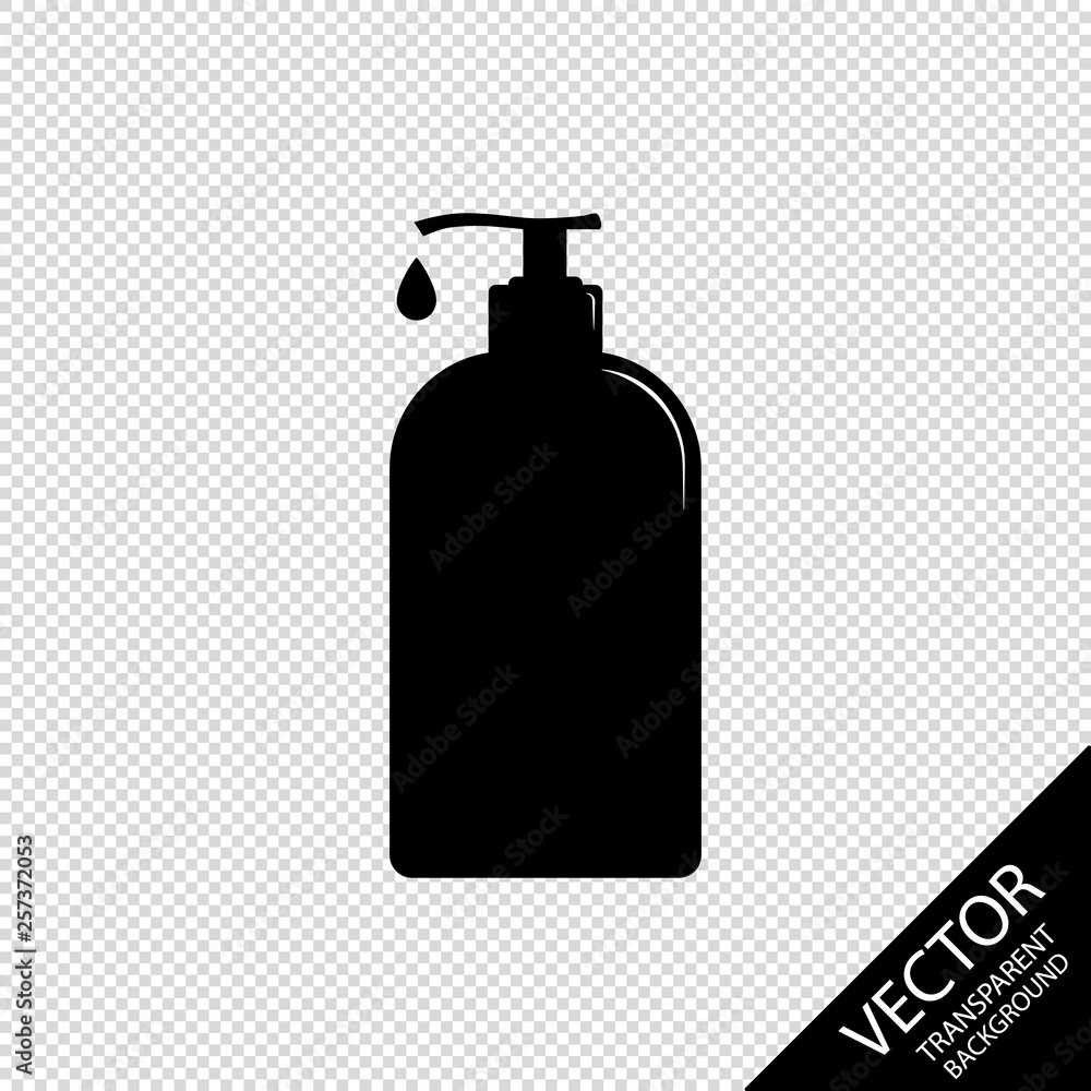 Lotion Bottle - Silhouette Icon - Vector Illustration Isolated On Transparent Background