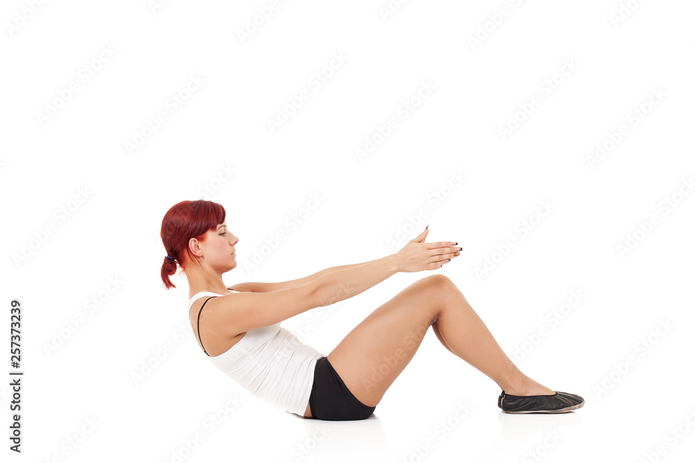 Pretty sporty woman in doing yoga Pretty sporty woman in doing yoga