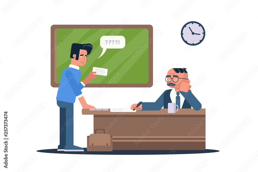 Student passing exam flat vector illustration Student passing exam flat vector illustration