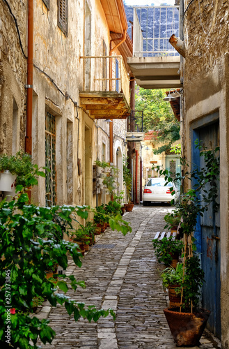 A quiet street in an old village of Pano Lefkara. Larnaca District, Cyprus.