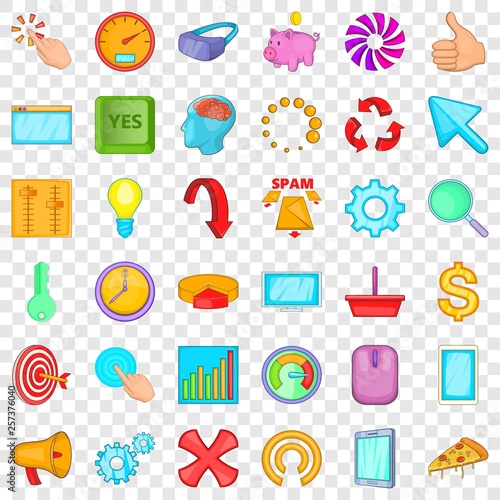 Work flow icons set. Cartoon style of 36 work flow vector icons for web for any design