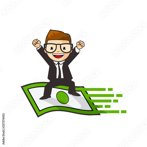successful business man cartoon style