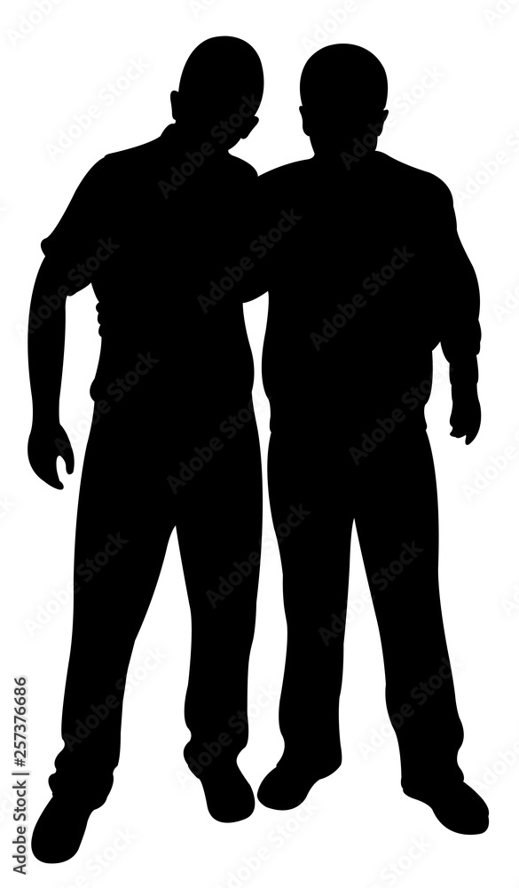 two men together, silhouette vector