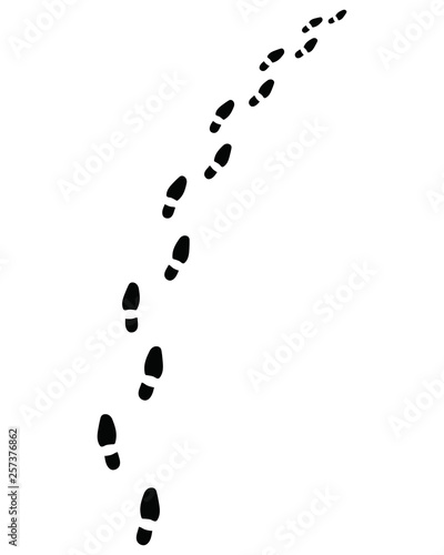 Trail of shoes prints, turn right or left or left