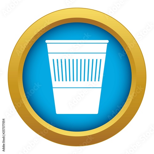 Plastic office waste bin icon blue vector isolated on white background for any design