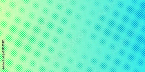 Abstract bright green and blue gradient color background with halftone pattern texture. Creative cover design template