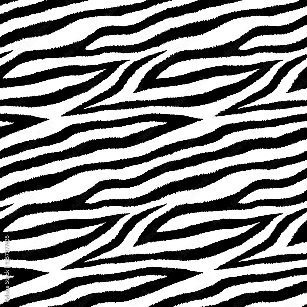 Fototapeta premium Seamless pattern with zebra fur print. Vector wallpaper.