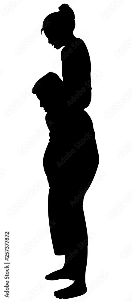 father playing with his daughter, silhouette vector