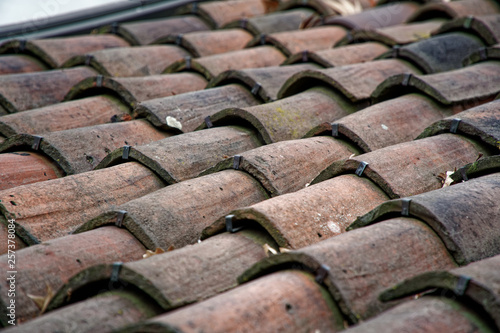 Roof tiles, medieval old roof tile, HDR shot from.