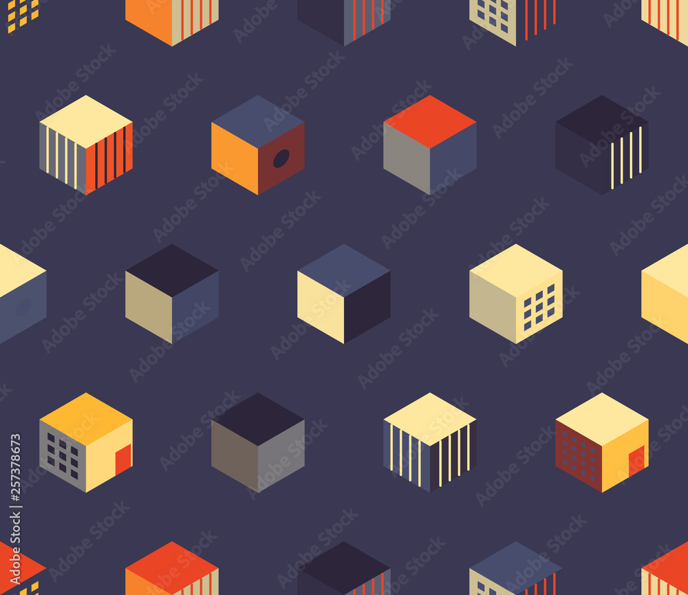 Seamless multicolor geometric pattern with cubes. Seamless multicolor geometric pattern with cubes.