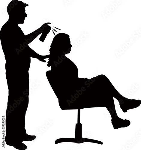 woman at hair dresser, silhouette vector