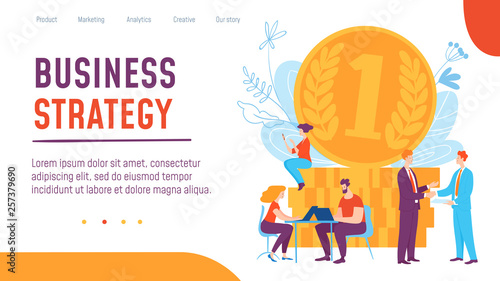 Vector business strategy concept creative template illustration with working people. 