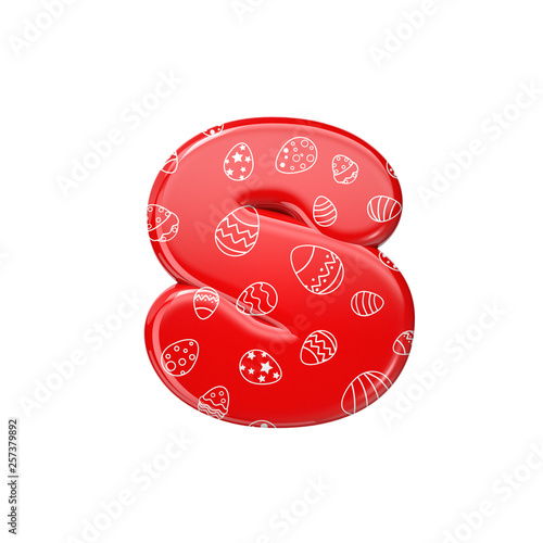 Easter egg letter S - Lowercase 3d red and white celebration font - Suitable for Easter, events or fest related subjects