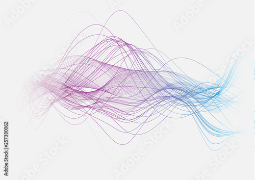 Abstract background, blue and purple waves on white background. 