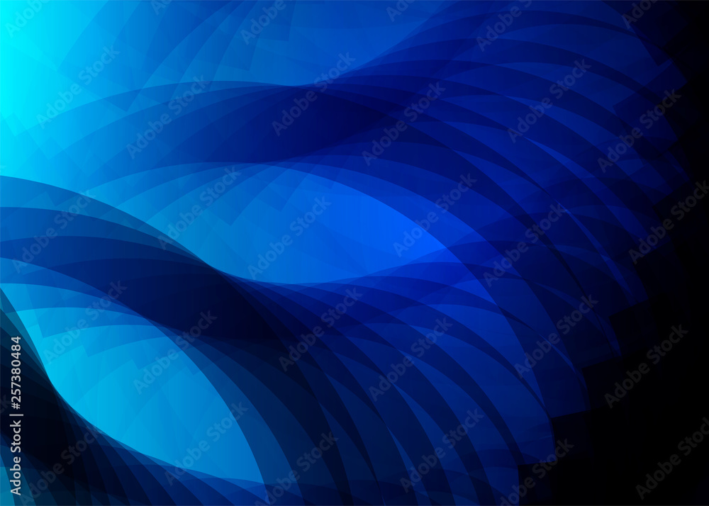 Blue abstract background of curved lines, shapes in dark blue colors and light effect. Vector illustration Blue abstract background of curved lines, shapes in dark blue colors and light effect. Vector illustration