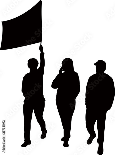 activist people walking, silhouette vector