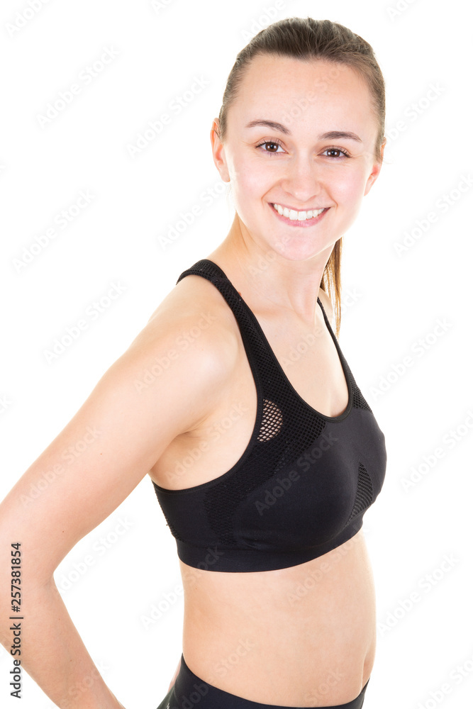 slim fitness woman on white background slim fitness woman on white background