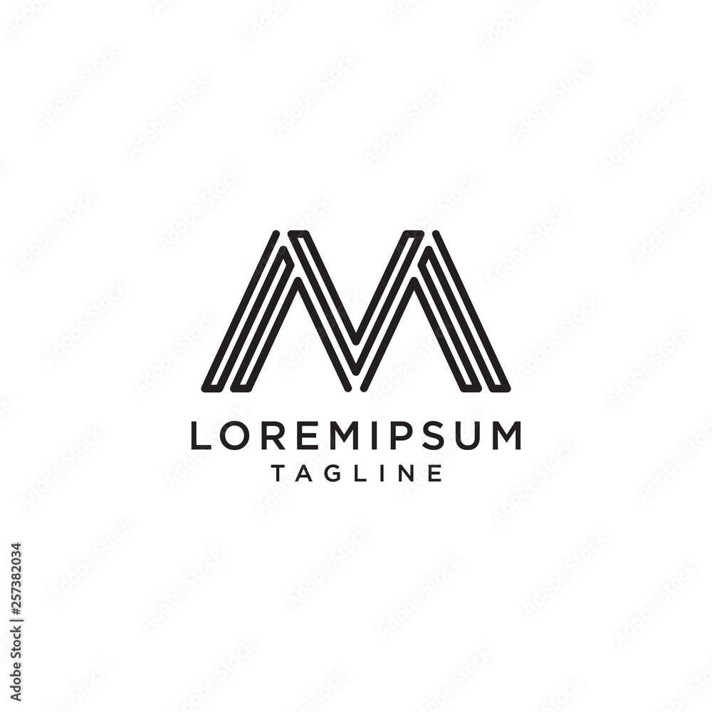 letter M monogram logo design template. Line creative sign logotype letter M monogram logo design template. Line creative sign logotype